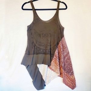 We the Free Mixed Media Handkerchief Hem Tank XS